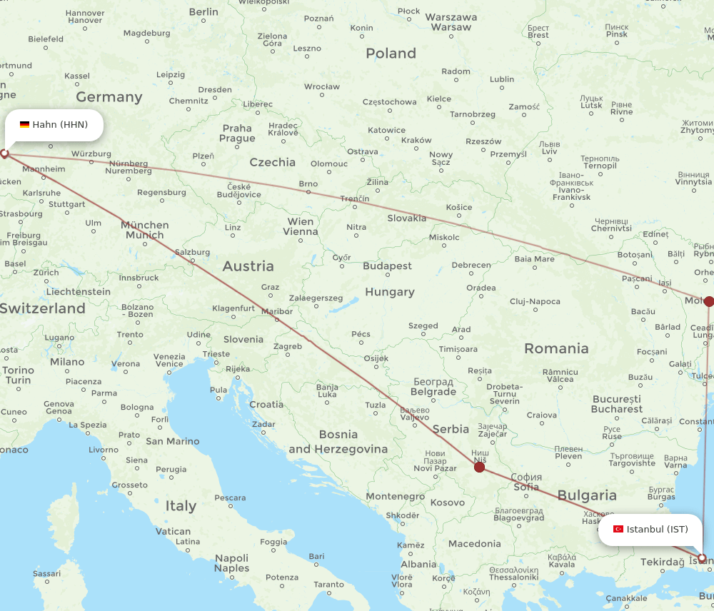 IST-HHN flight routes