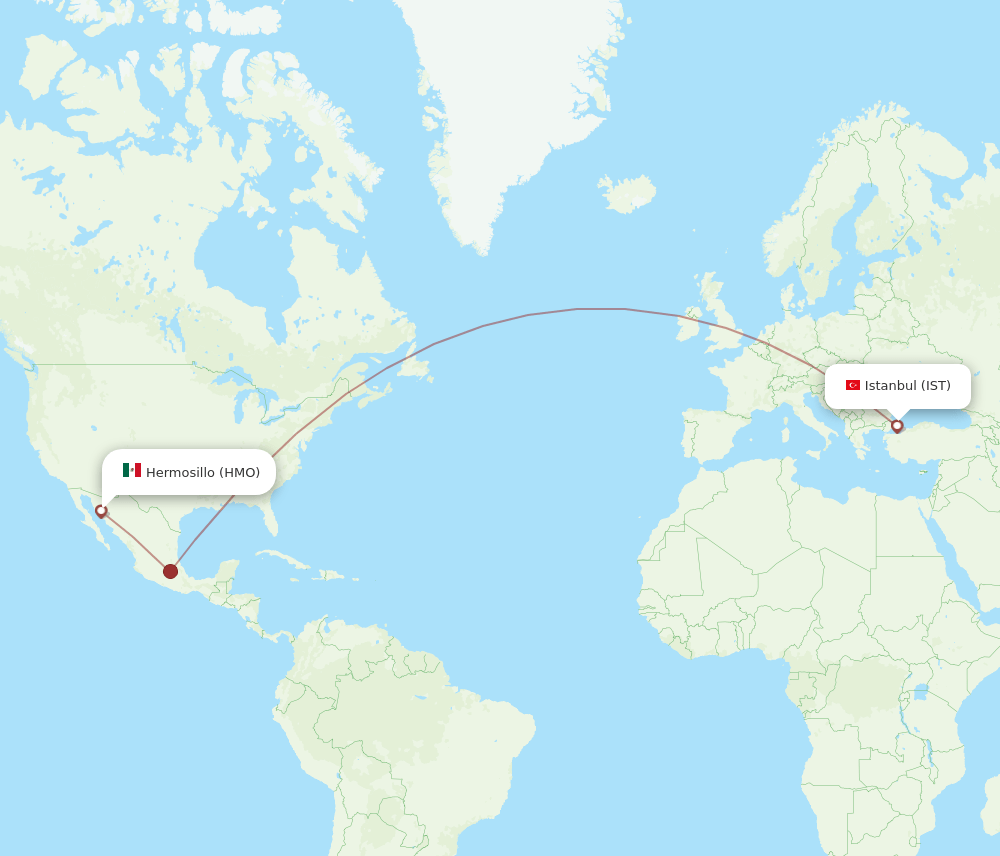 HMO to IST flights and routes map