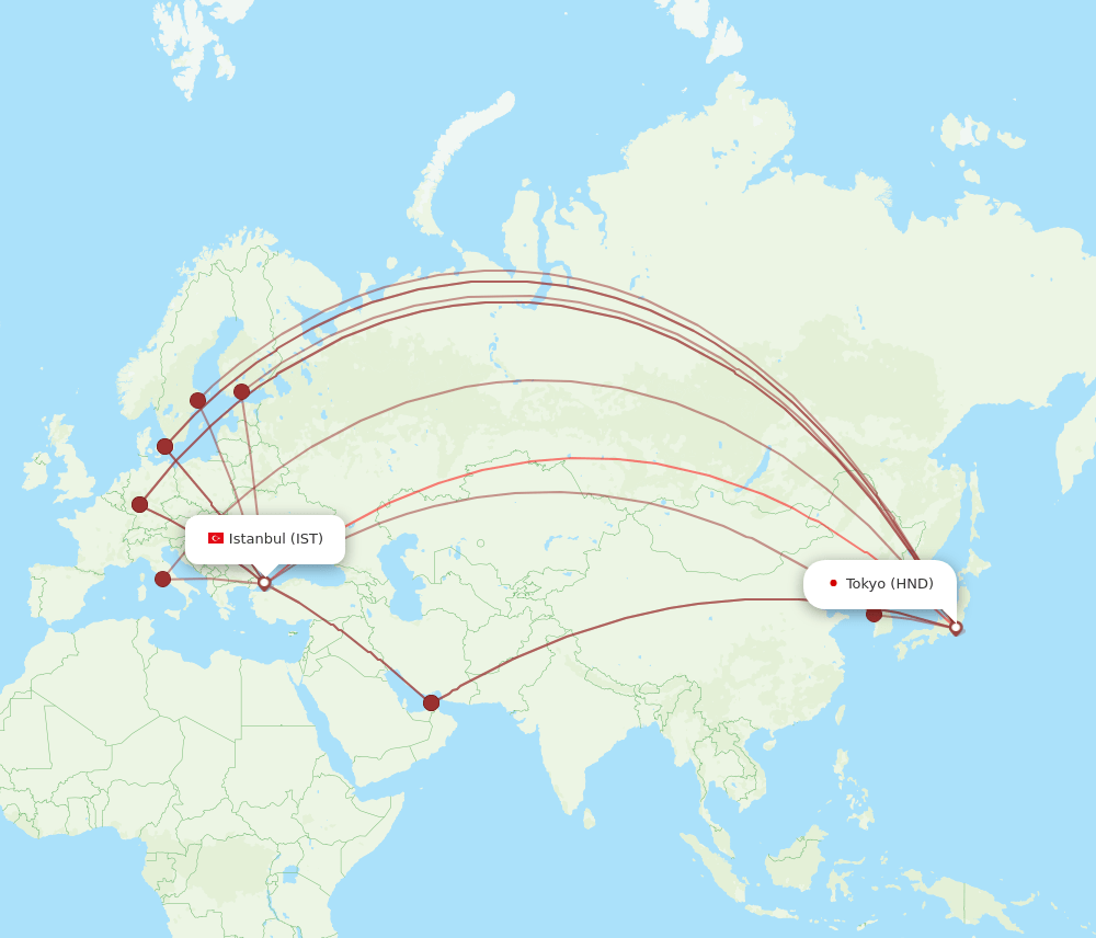IST-HND flight routes