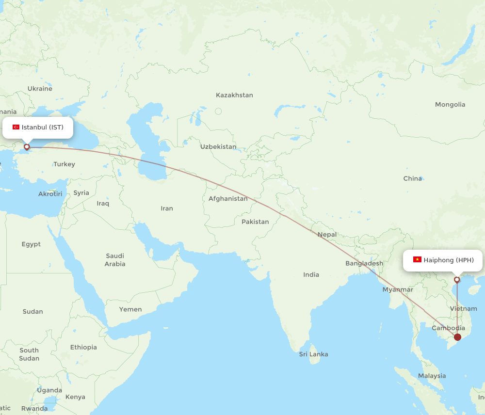 IST-HPH flight routes