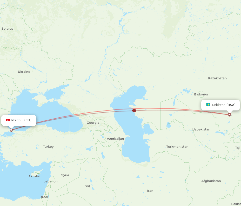IST to HSA flights and routes map