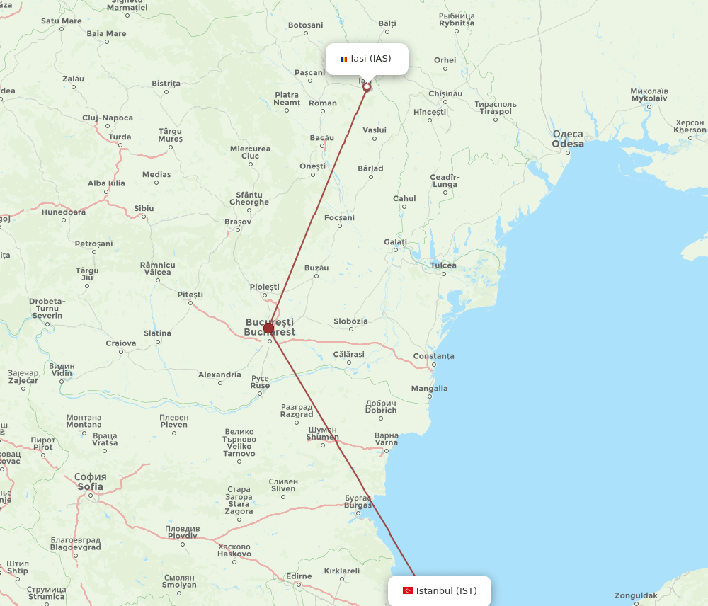 IST-IAS flight routes