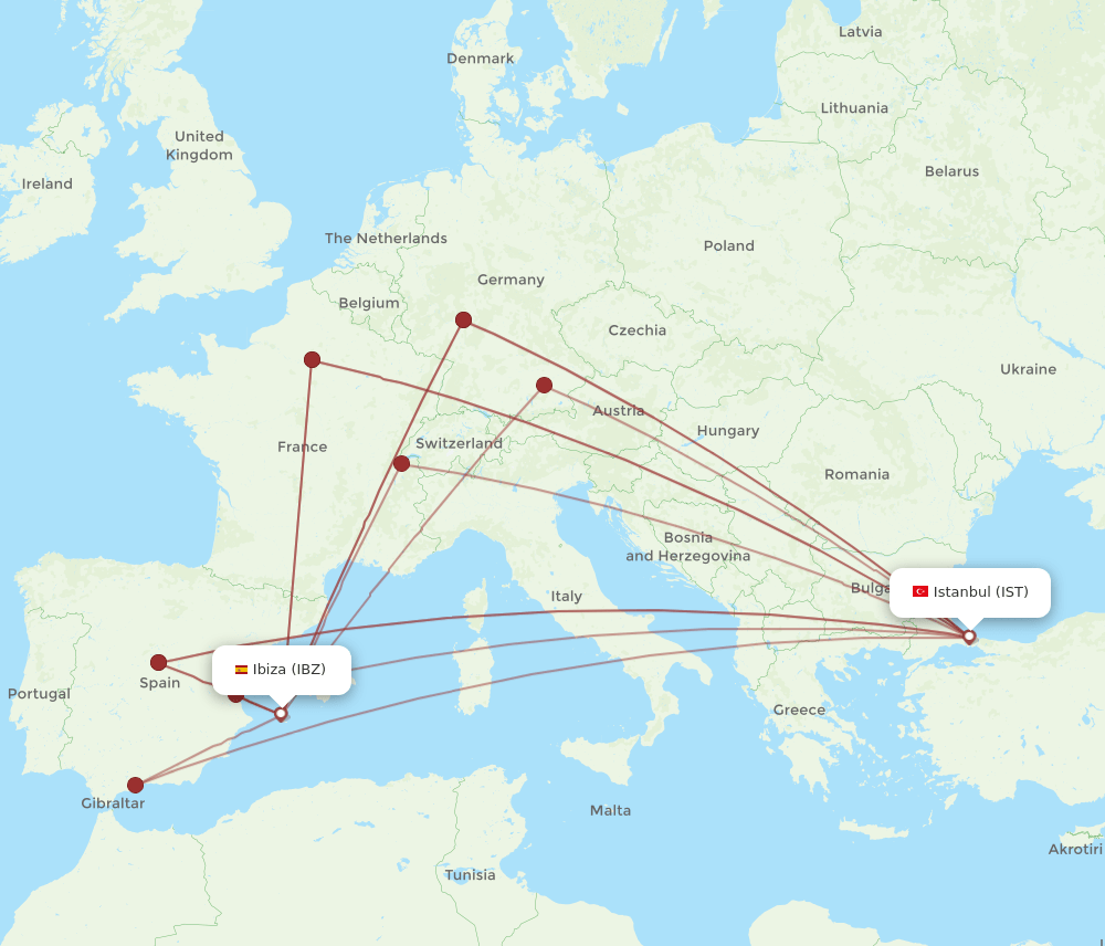 IST-IBZ flight routes