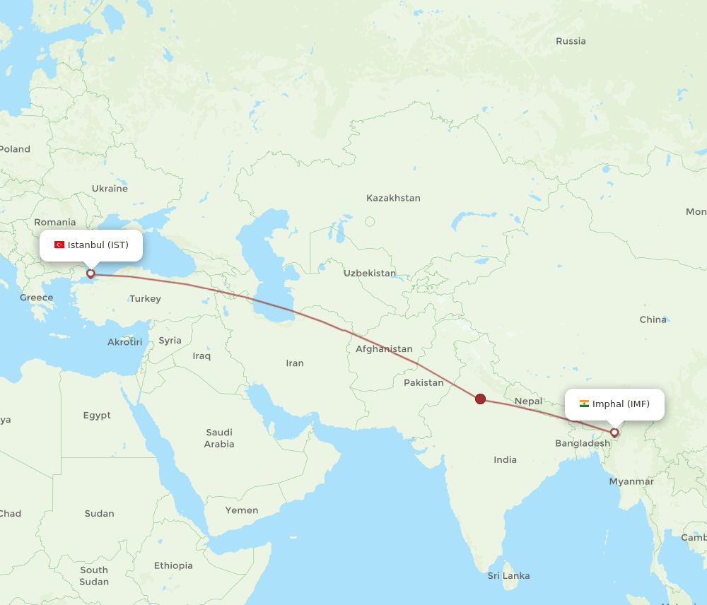 IST to IMF flights and routes map