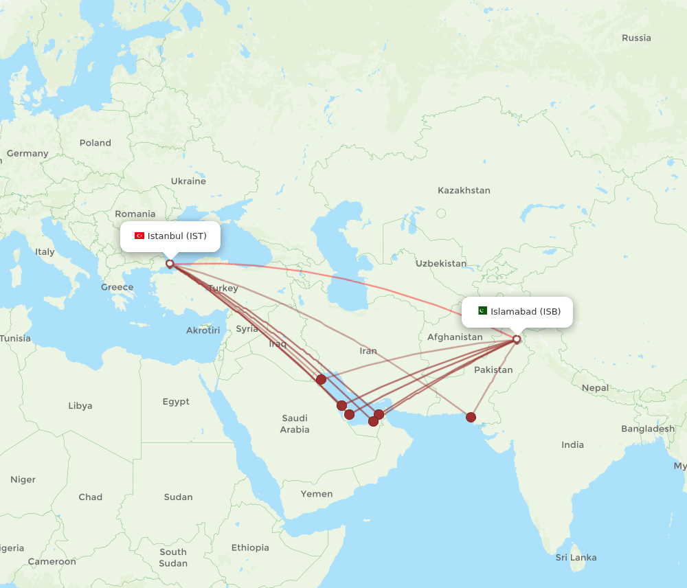 IST-ISB flight routes