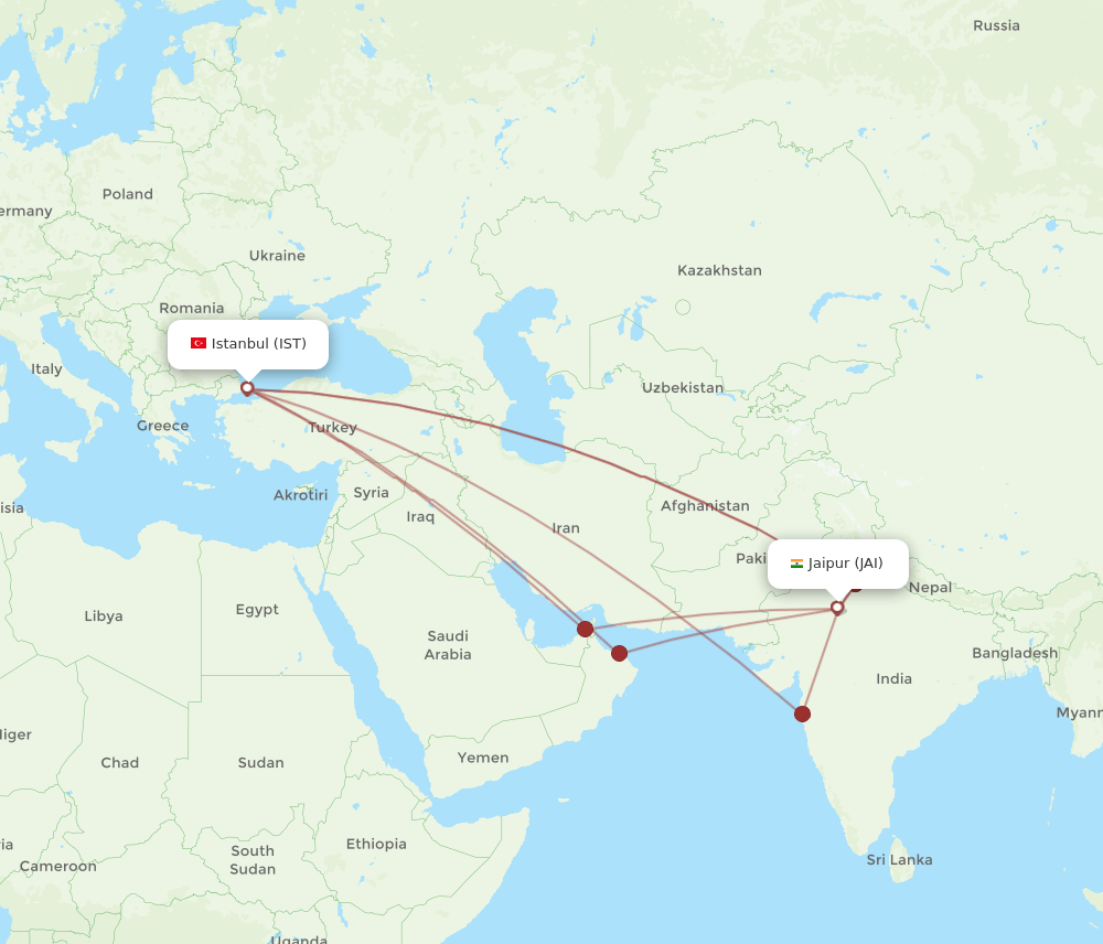 IST-JAI flight routes
