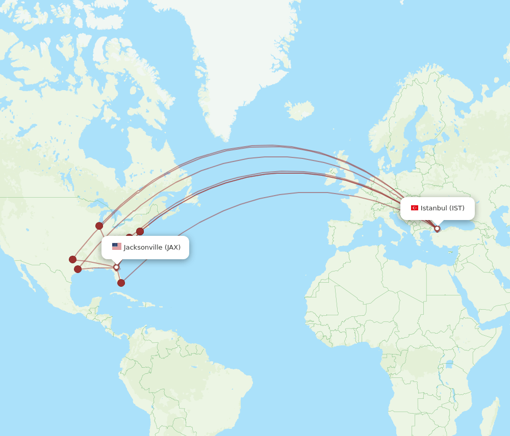 IST-JAX flight routes