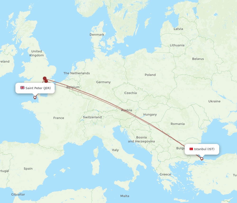 IST-JER flight routes