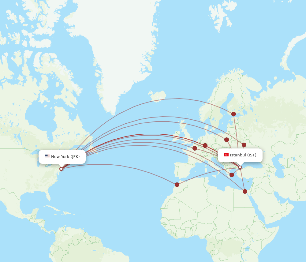 IST-JFK flight routes