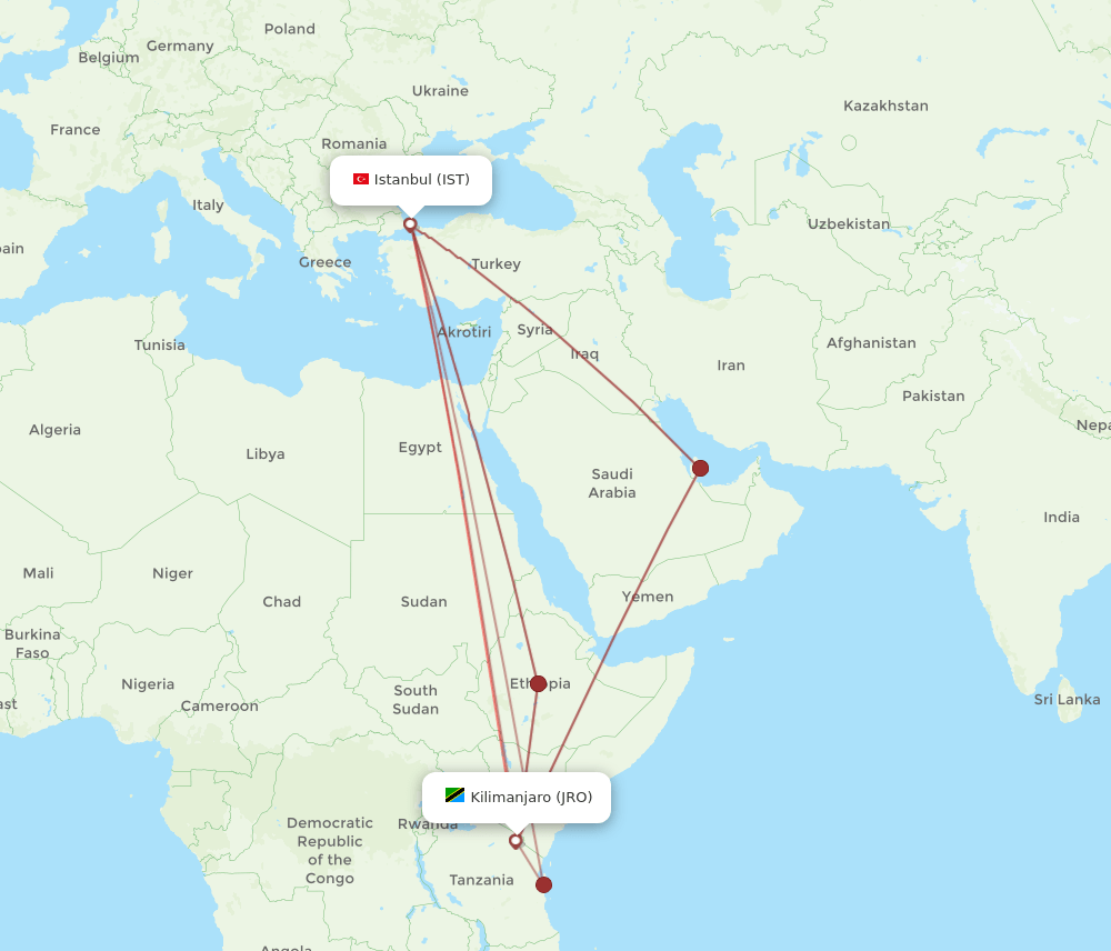 IST-JRO flight routes