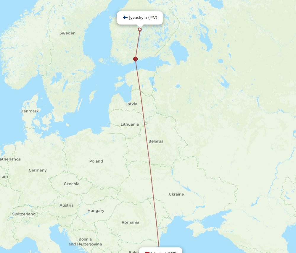 IST-JYV flight routes