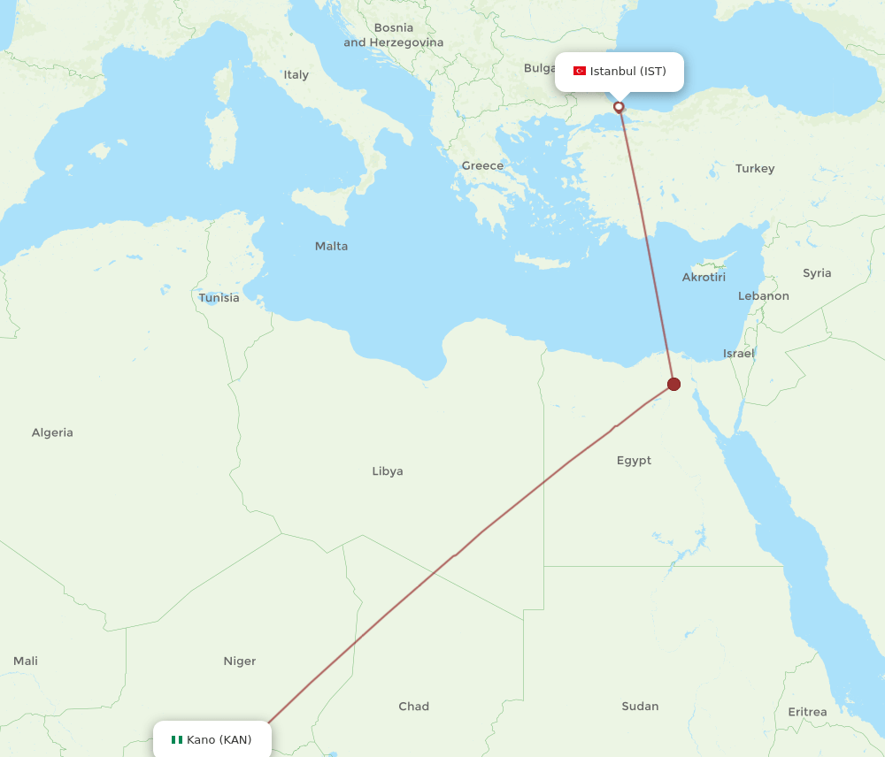 IST-KAN flight routes