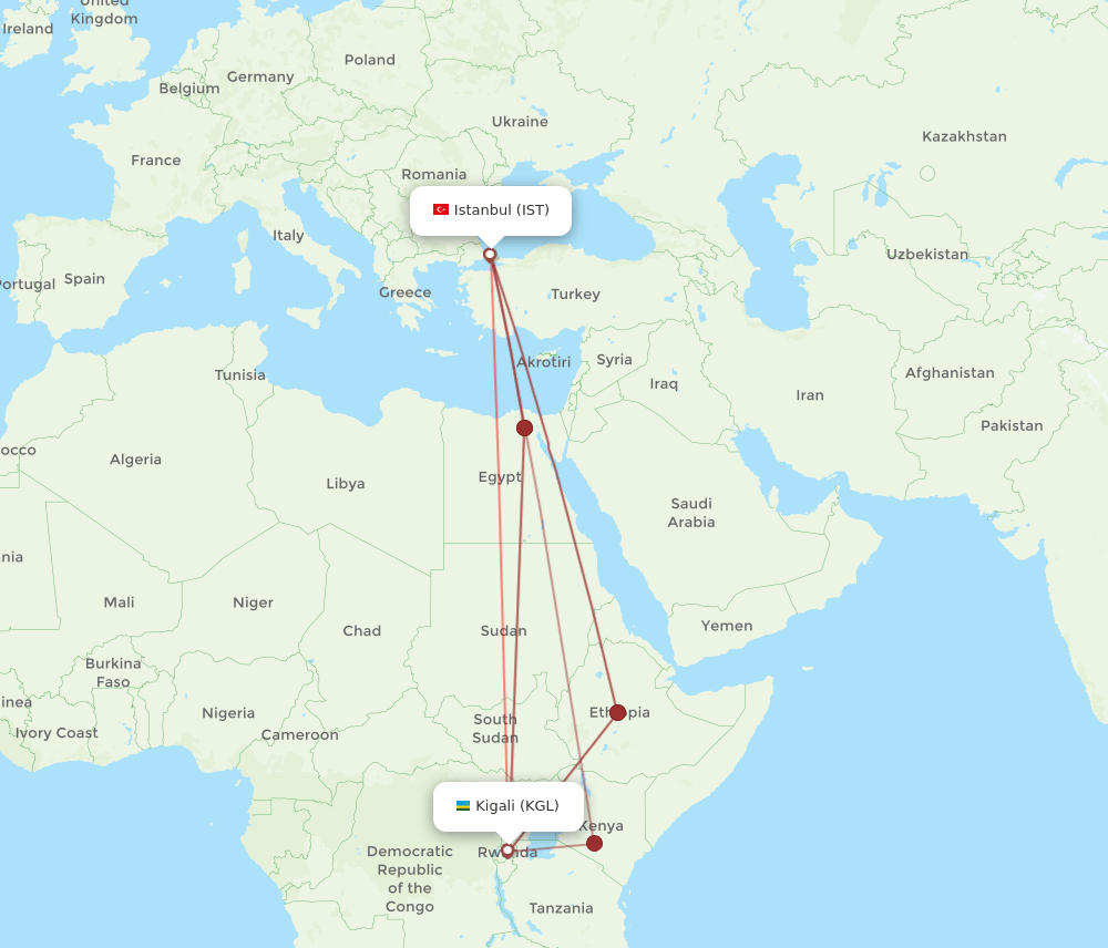 IST-KGL flight routes