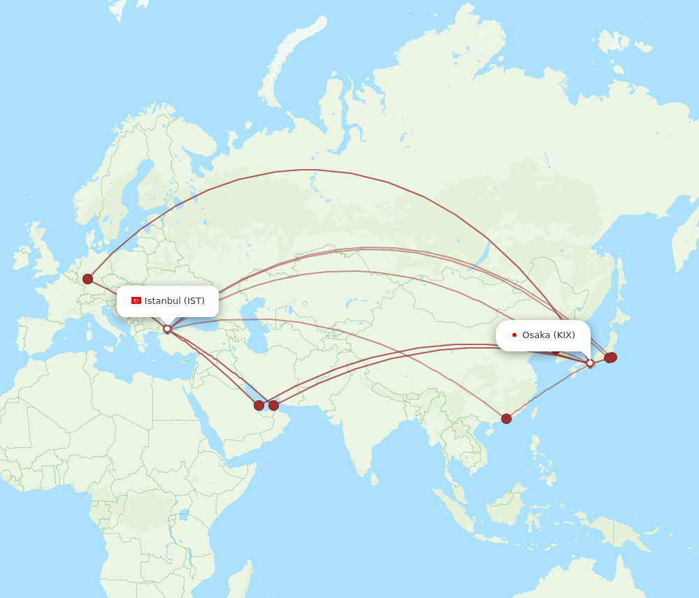 IST-KIX flight routes