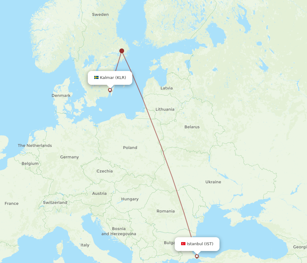IST to KLR flights and routes map