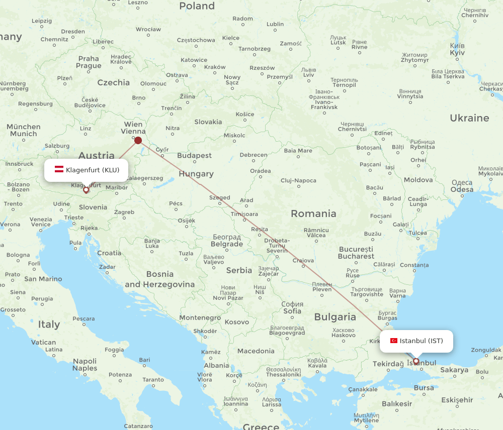 IST-KLU flight routes