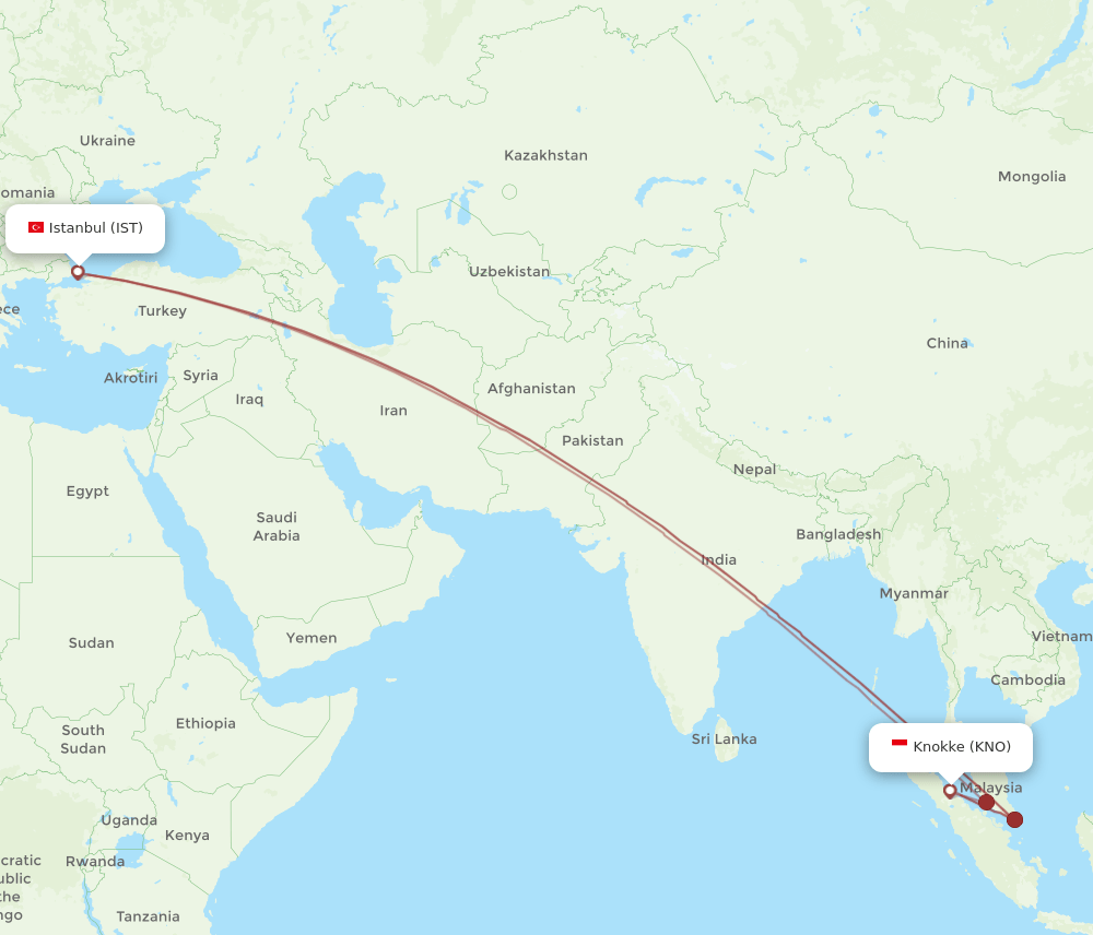 IST-KNO flight routes