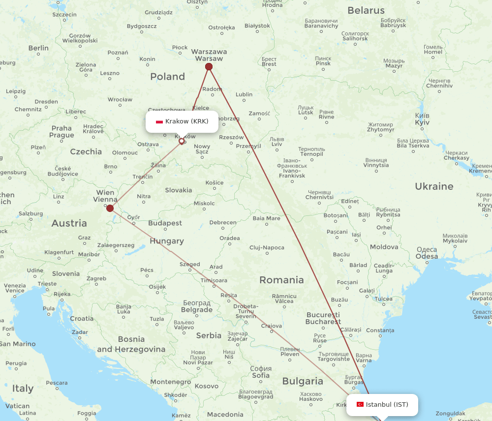 IST-KRK flight routes
