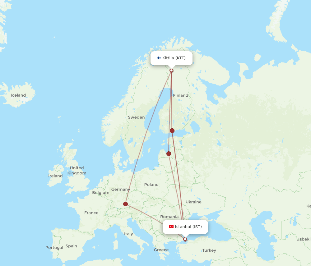 IST-KTT flight routes