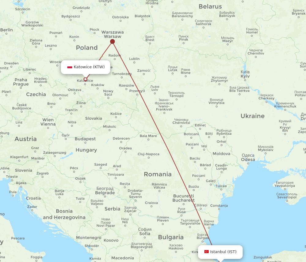 IST-KTW flight routes