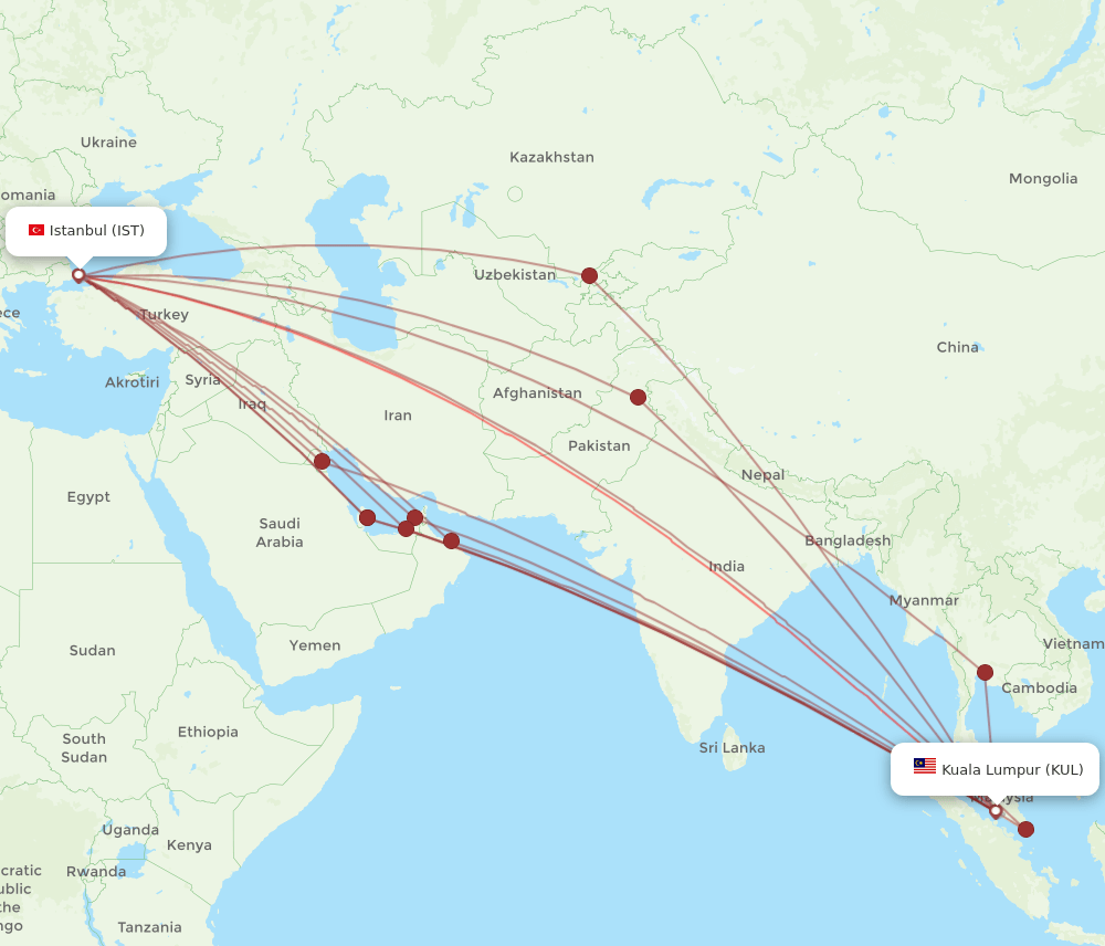 IST-KUL flight routes