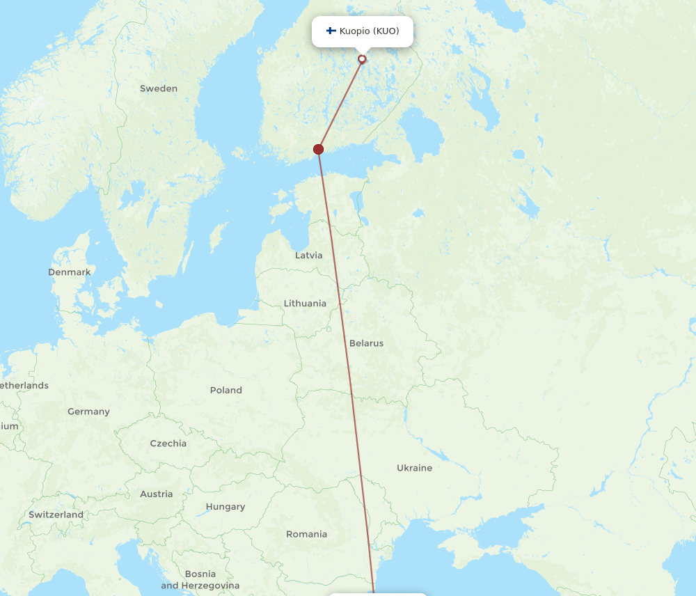 IST to KUO flights and routes map