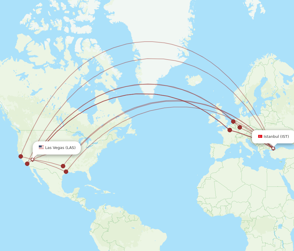 IST-LAS flight routes