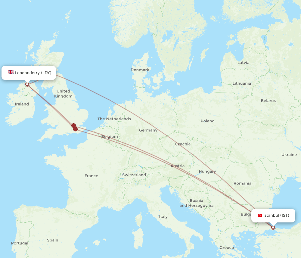 IST-LDY flight routes