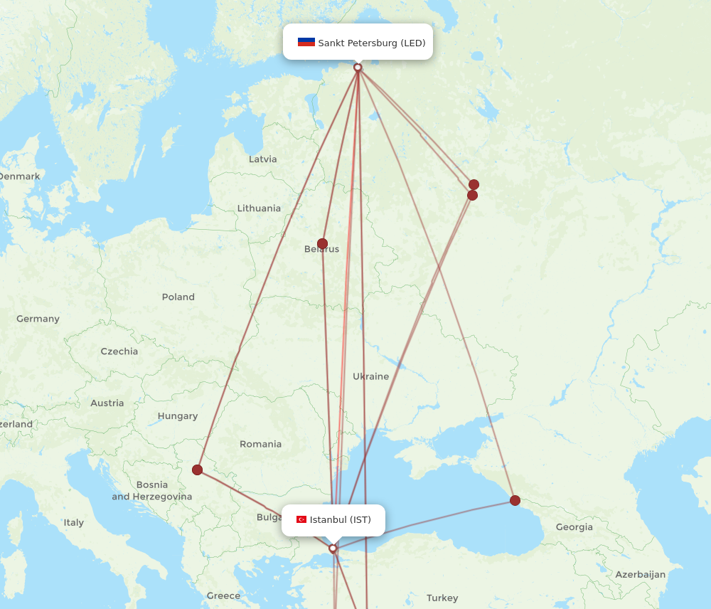 IST to LED flights and routes map