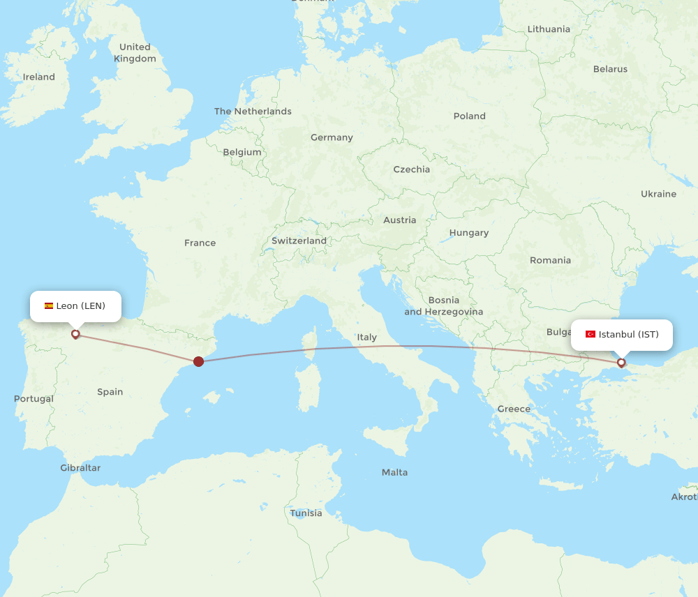 IST-LEN flight routes