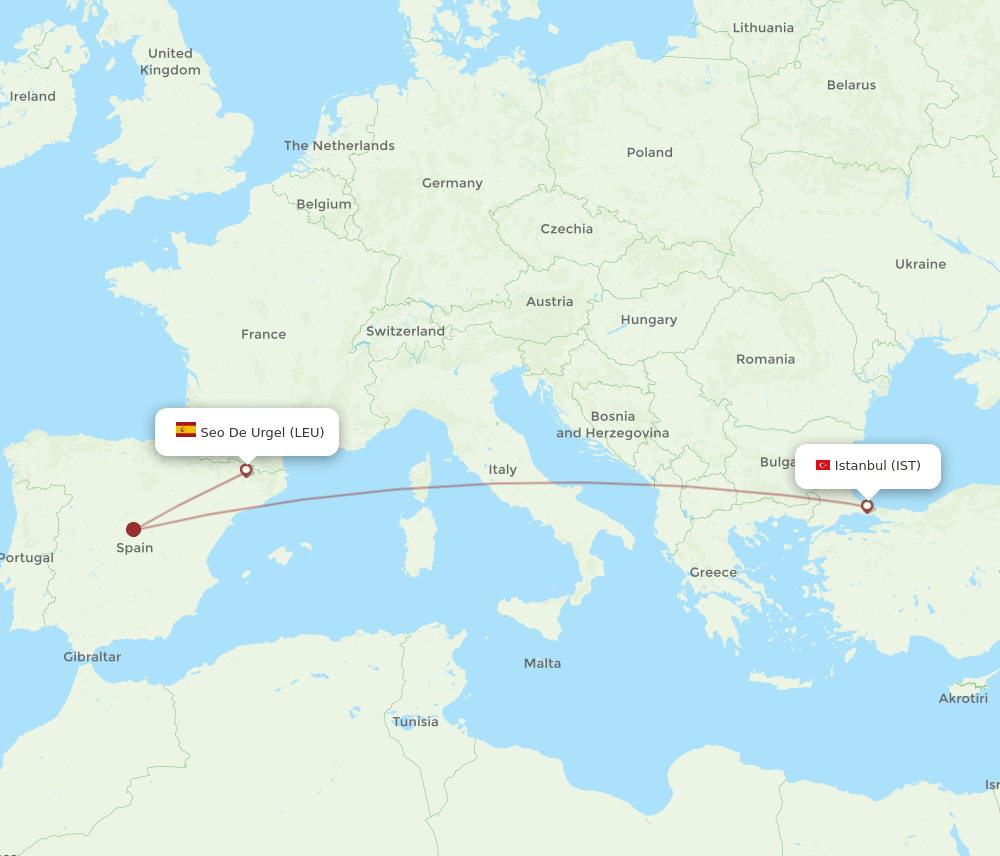 IST-LEU flight routes