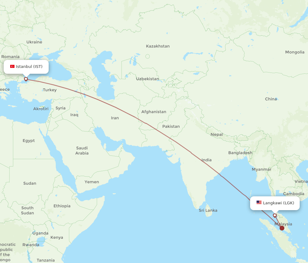 IST-LGK flight routes