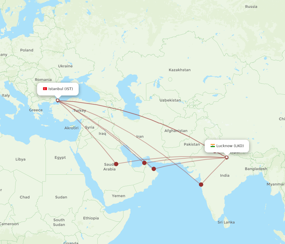 IST-LKO flight routes