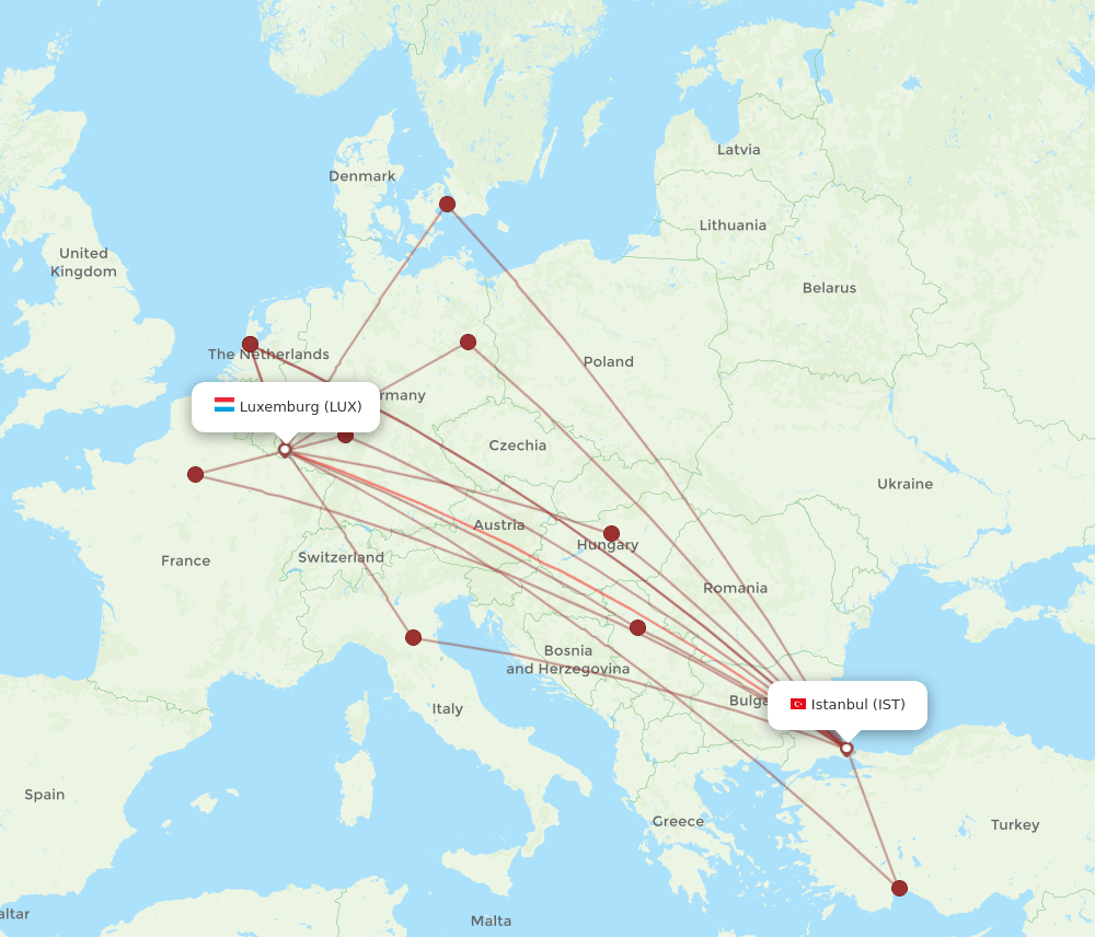 IST-LUX flight routes