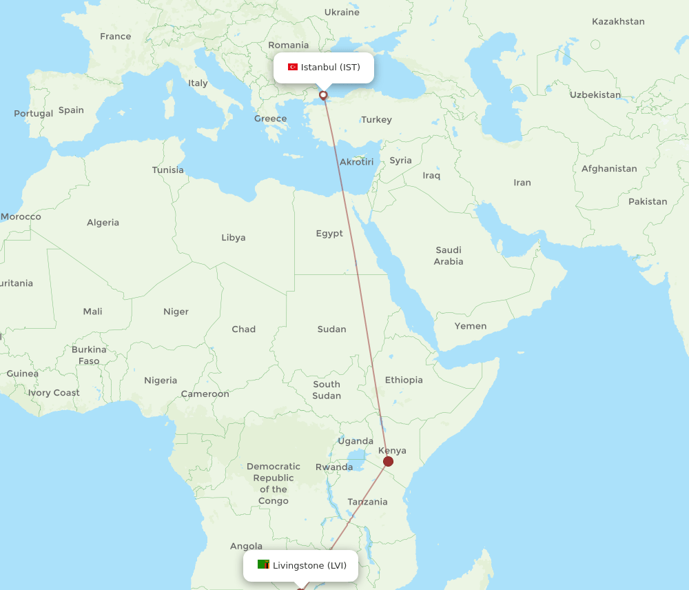 LVI to IST flights and routes map