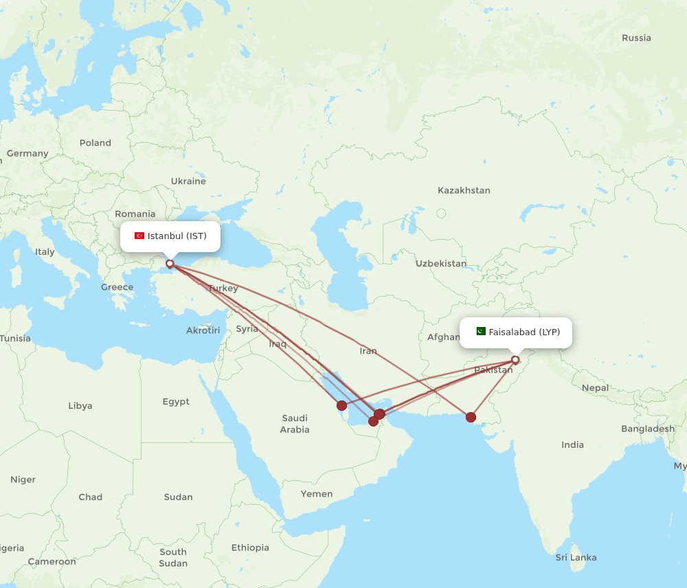 IST-LYP flight routes