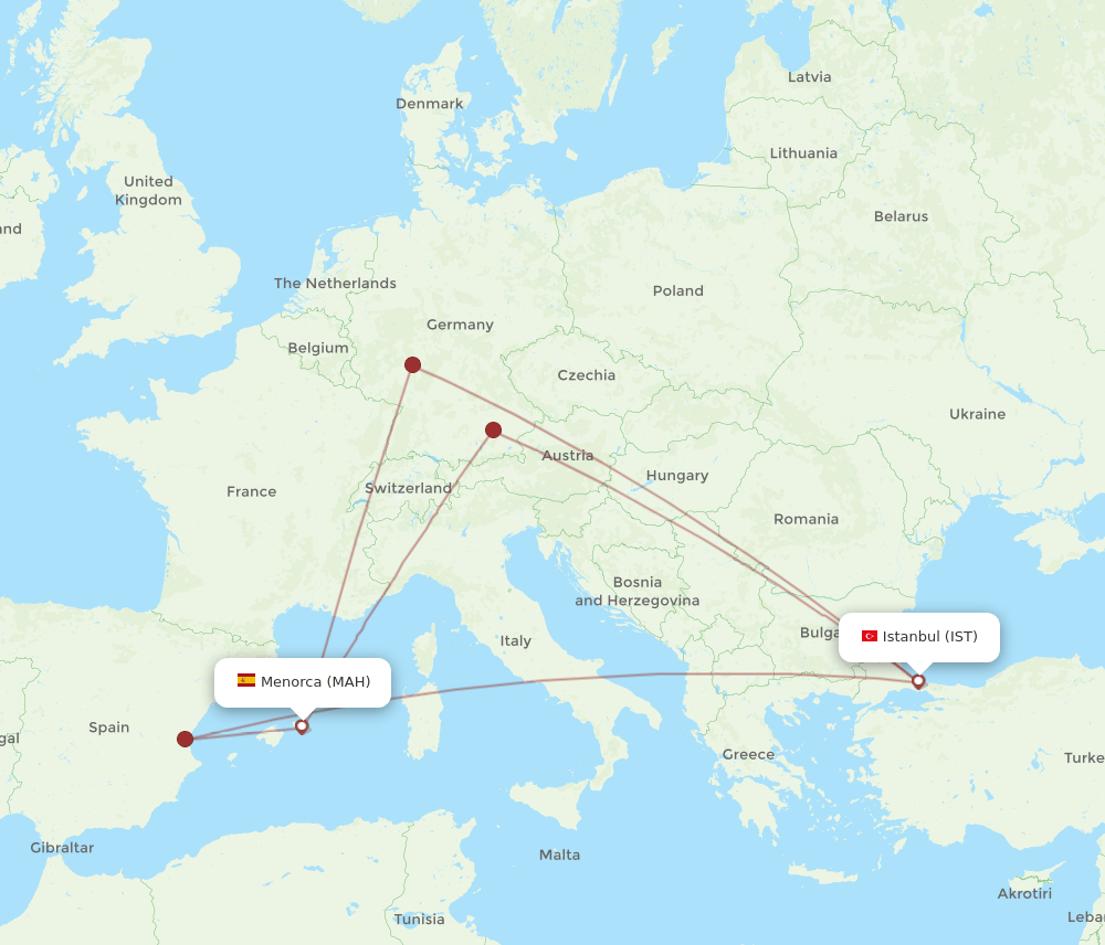 IST-MAH flight routes