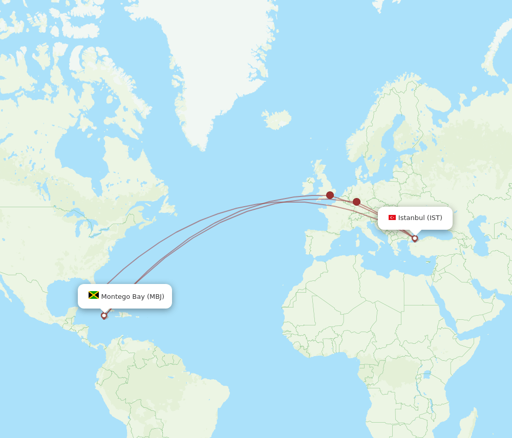 IST-MBJ flight routes