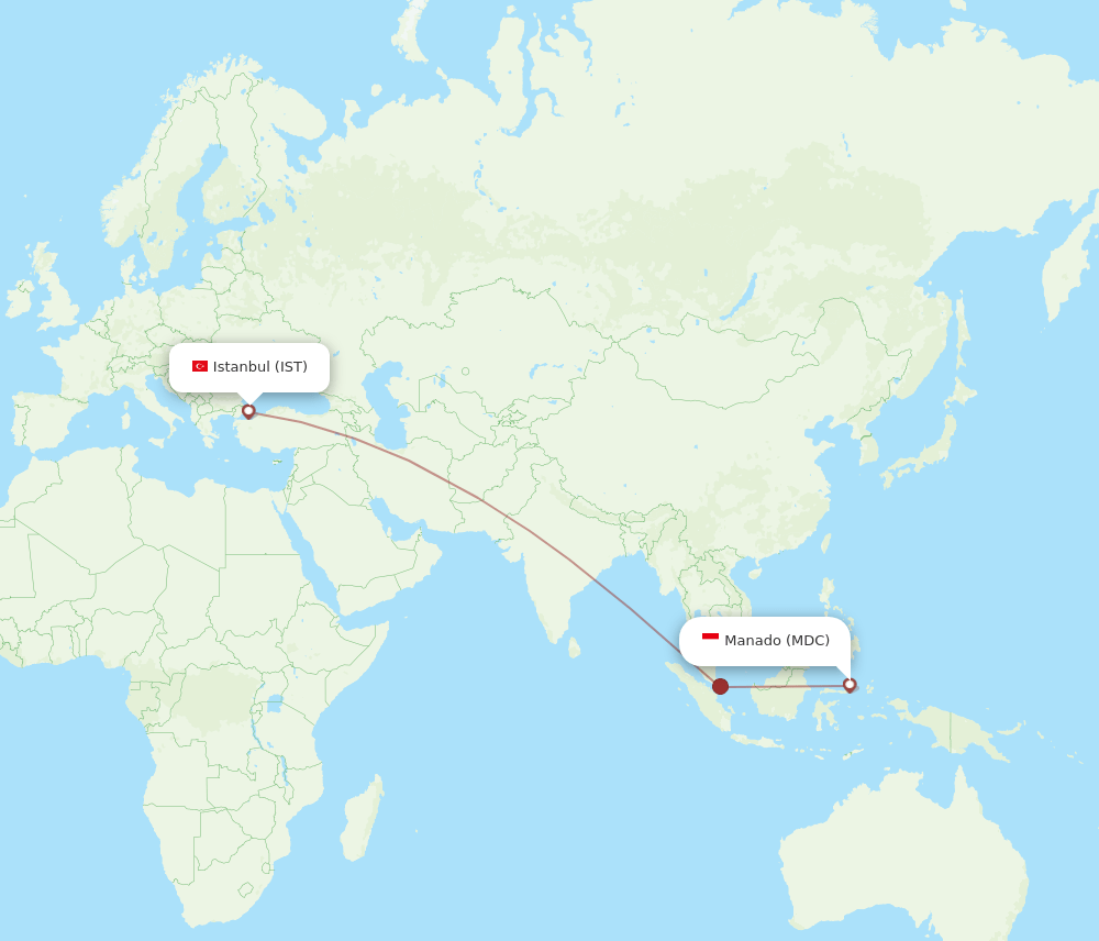 IST to MDC flights and routes map