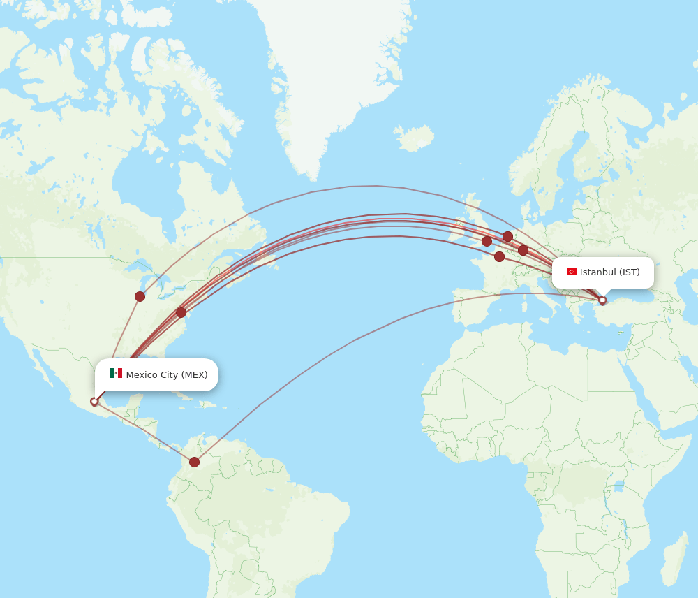 IST-MEX flight routes