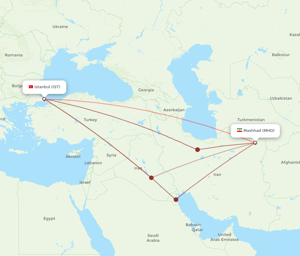 IST to MHD flights and routes map