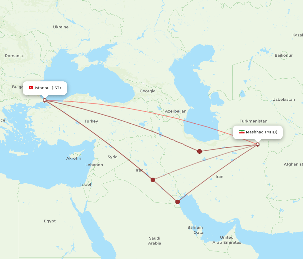 IST to MHD flights and routes map