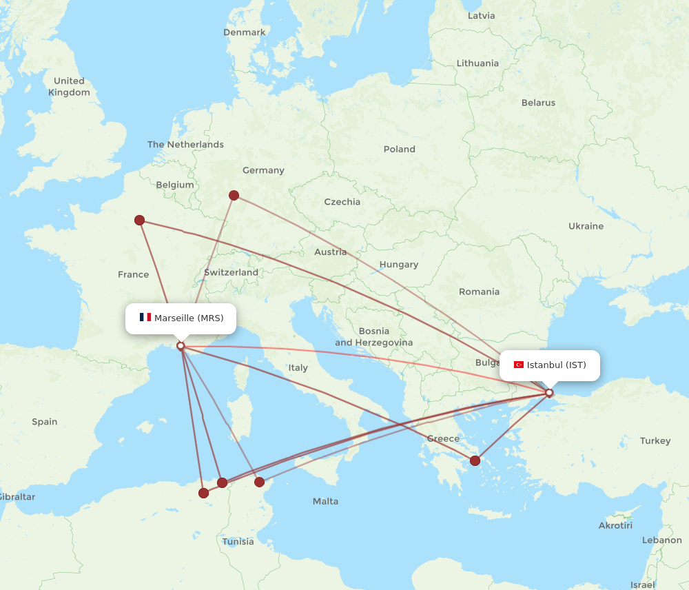 IST to MRS flights and routes map