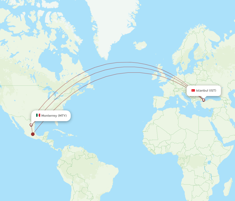 IST-MTY flight routes