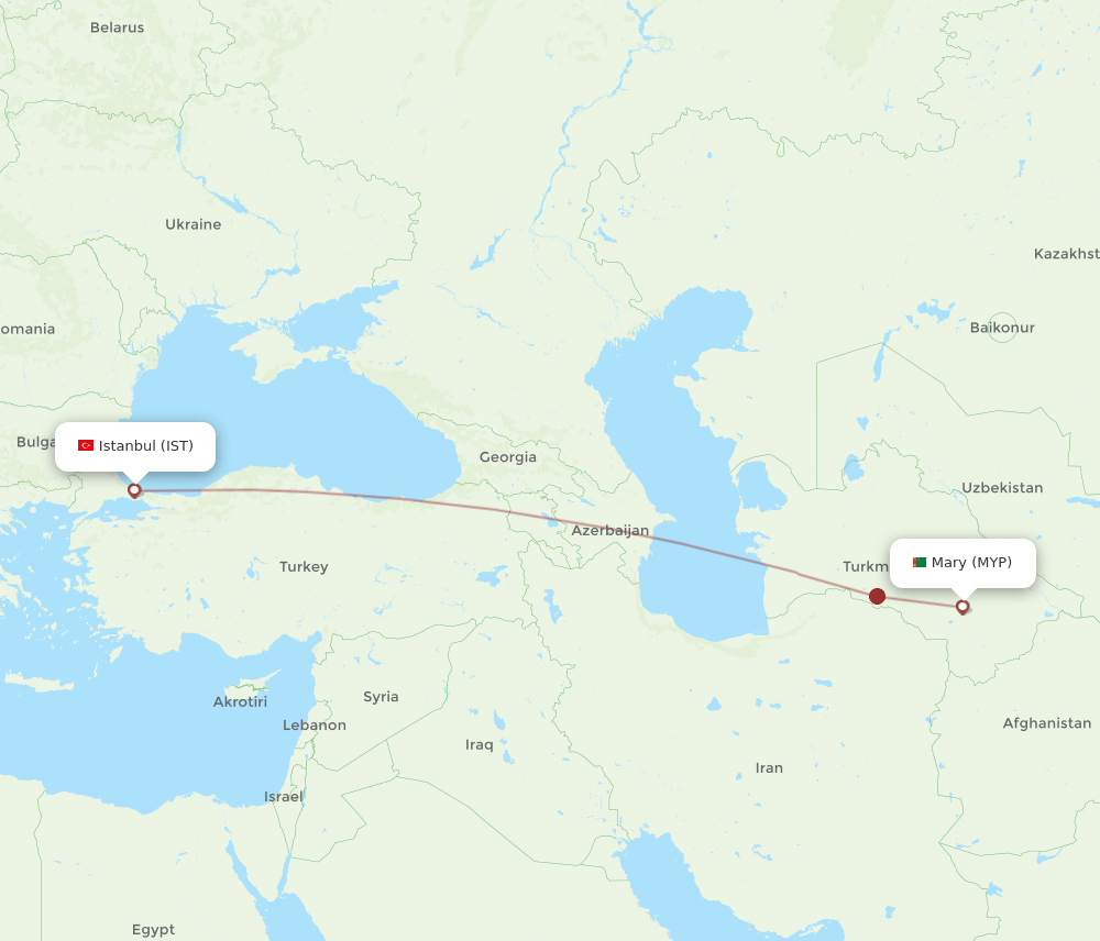 Mary - Istanbul route map and flight paths
