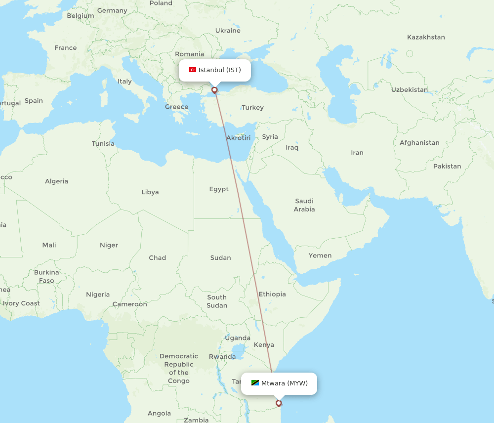 IST-MYW flight routes