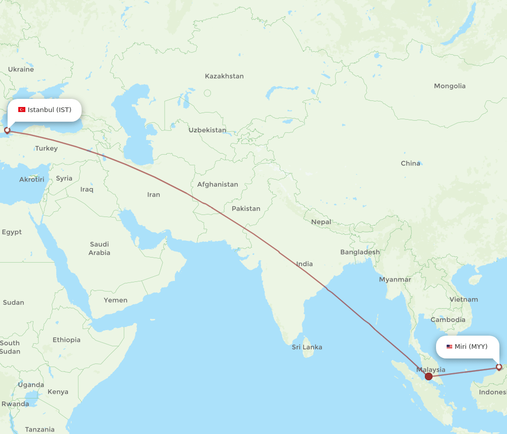 IST-MYY flight routes