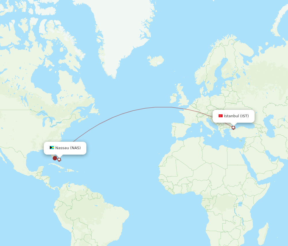 IST-NAS flight routes