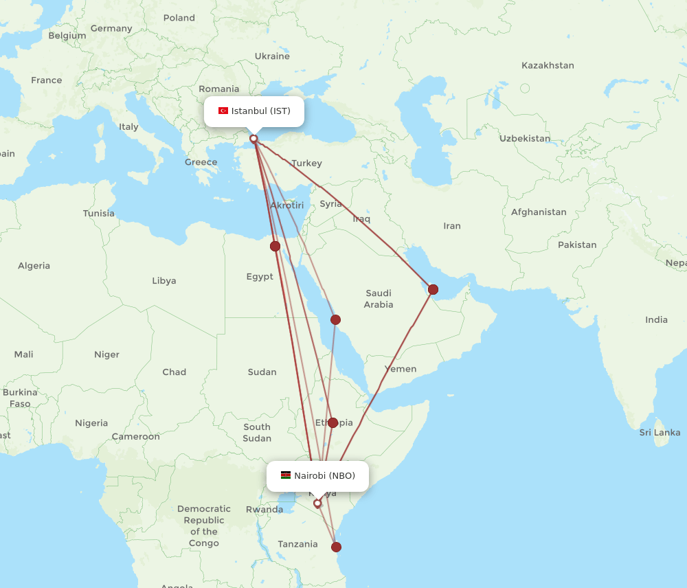 IST-NBO flight routes