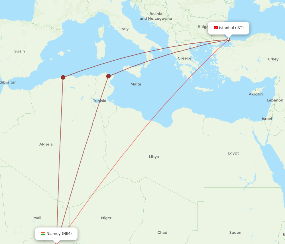 IST-NIM flight routes